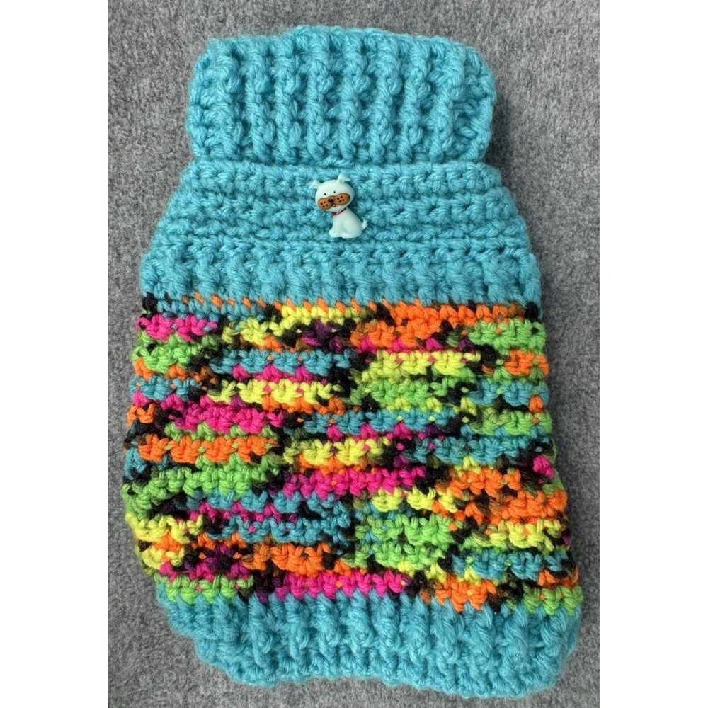 X-Small Dog Sweater Turquoise Variegated Handmade Crochet